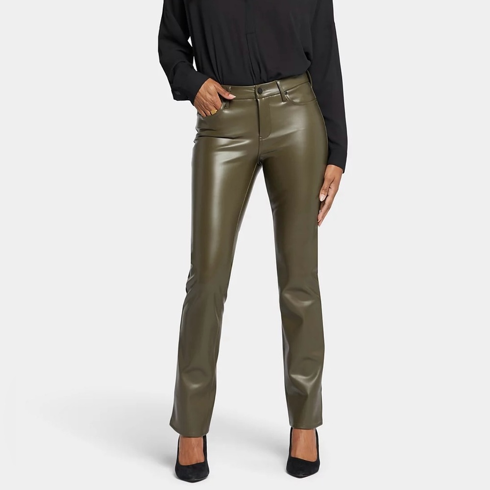 NWOT Truth Dark Green Leather Pants Size6